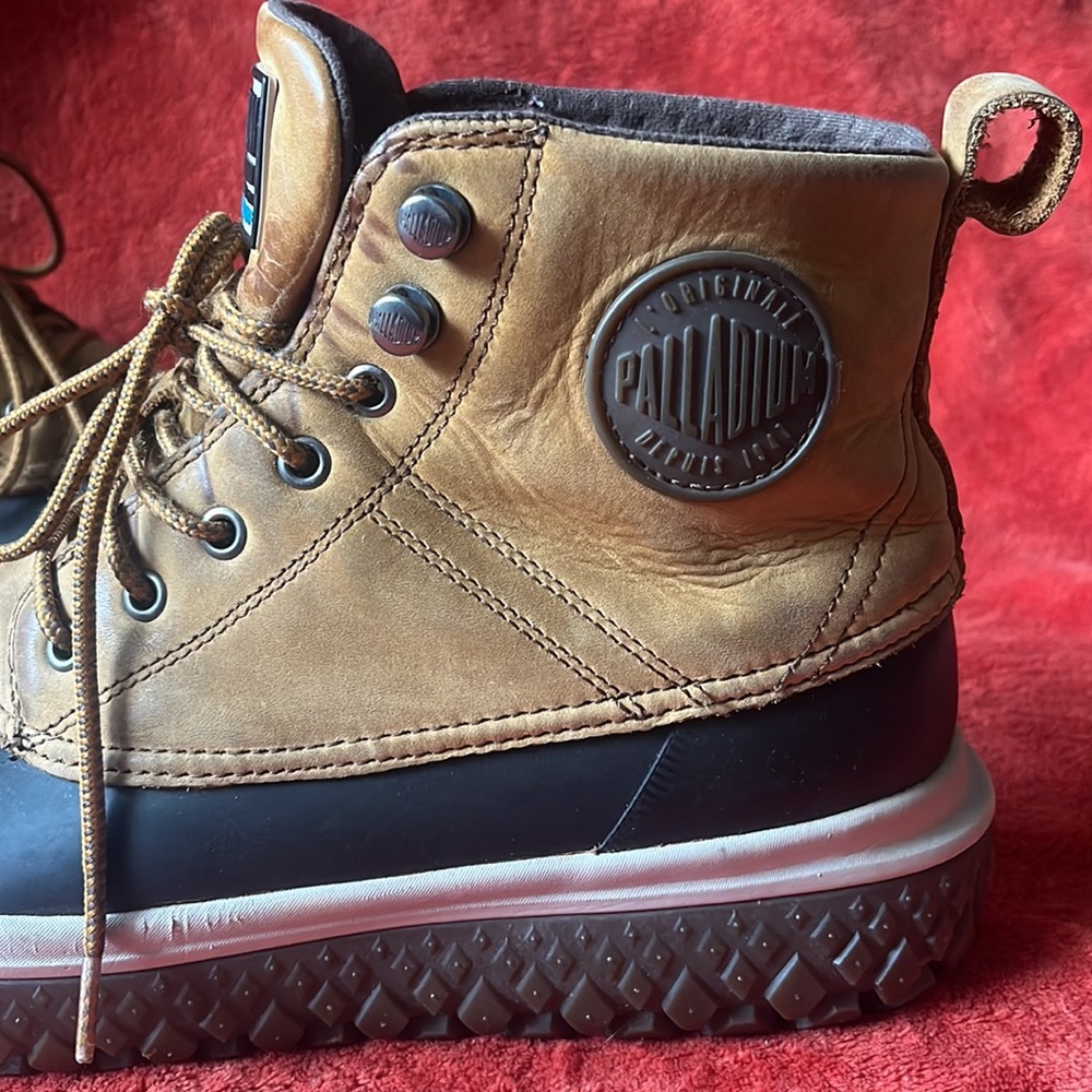PALLADIUM Men’s Duck Boot Tan/Black, 11, Durable Waterproof Outdoor Hiking - Picture 8 of 10